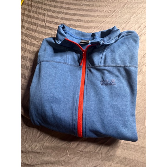 Jack Wolfskin Nanuk Dynamic Blue Full Zip Fleece Jacket Mens XXL Orange Trim